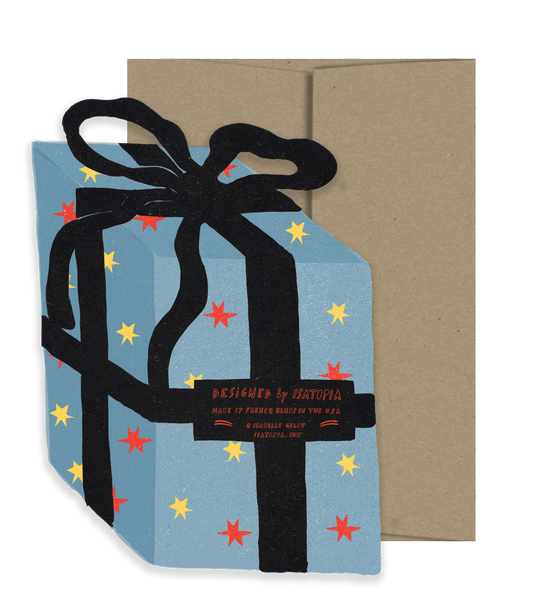 Blue Gift Die Cut Card - Birthday Collection