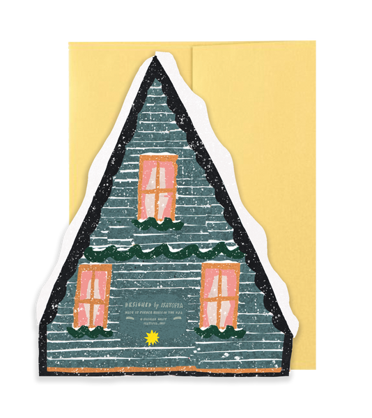 Blue Cottage Die Cut Card - Winter Cottage Collection