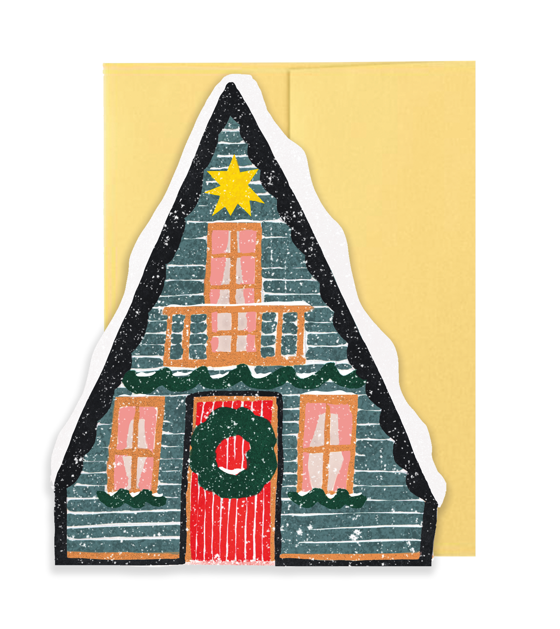Blue Cottage Die Cut Card - Winter Cottage Collection
