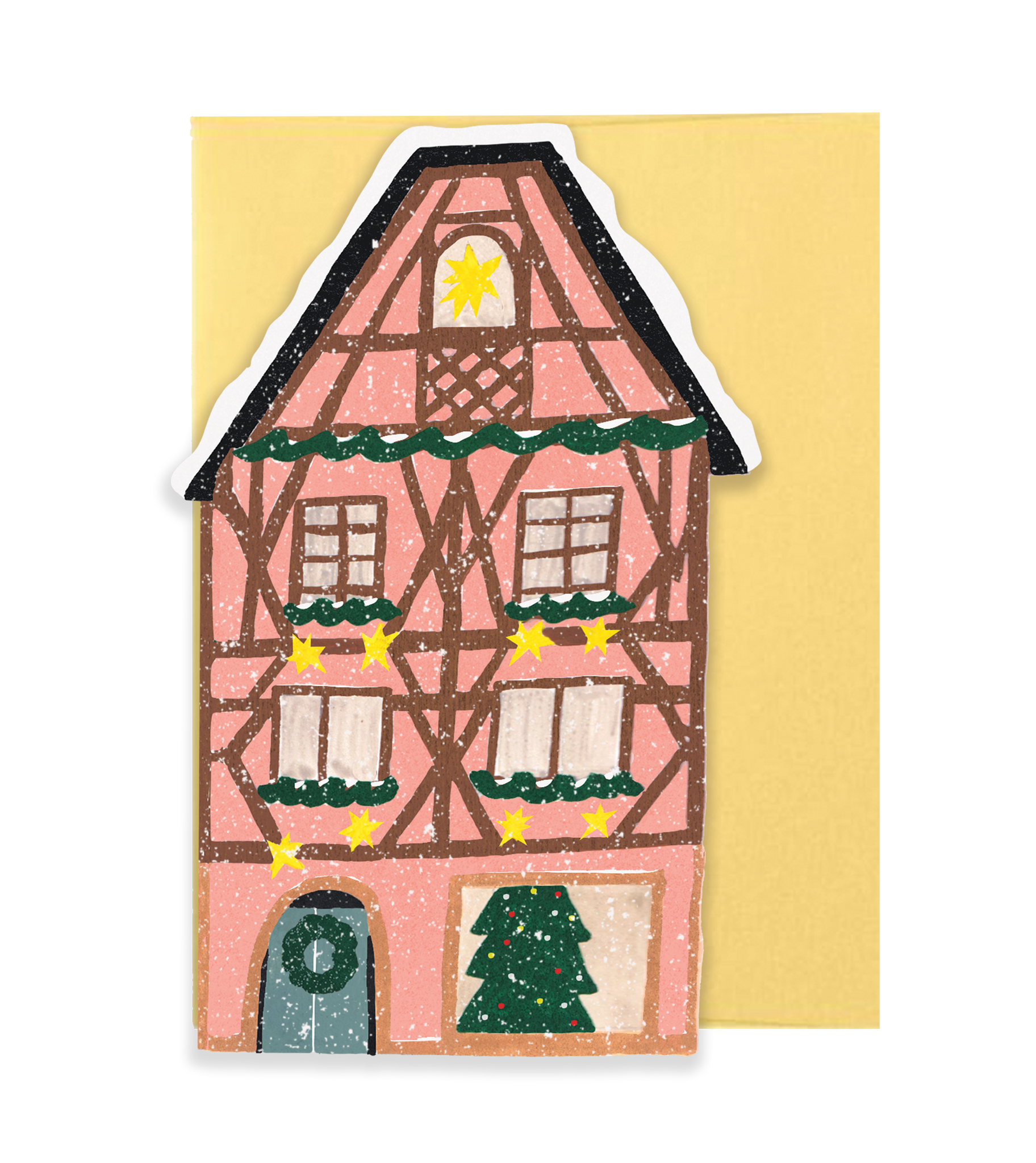 Pink Cottage Die Cut Card - Winter Cottage Collection