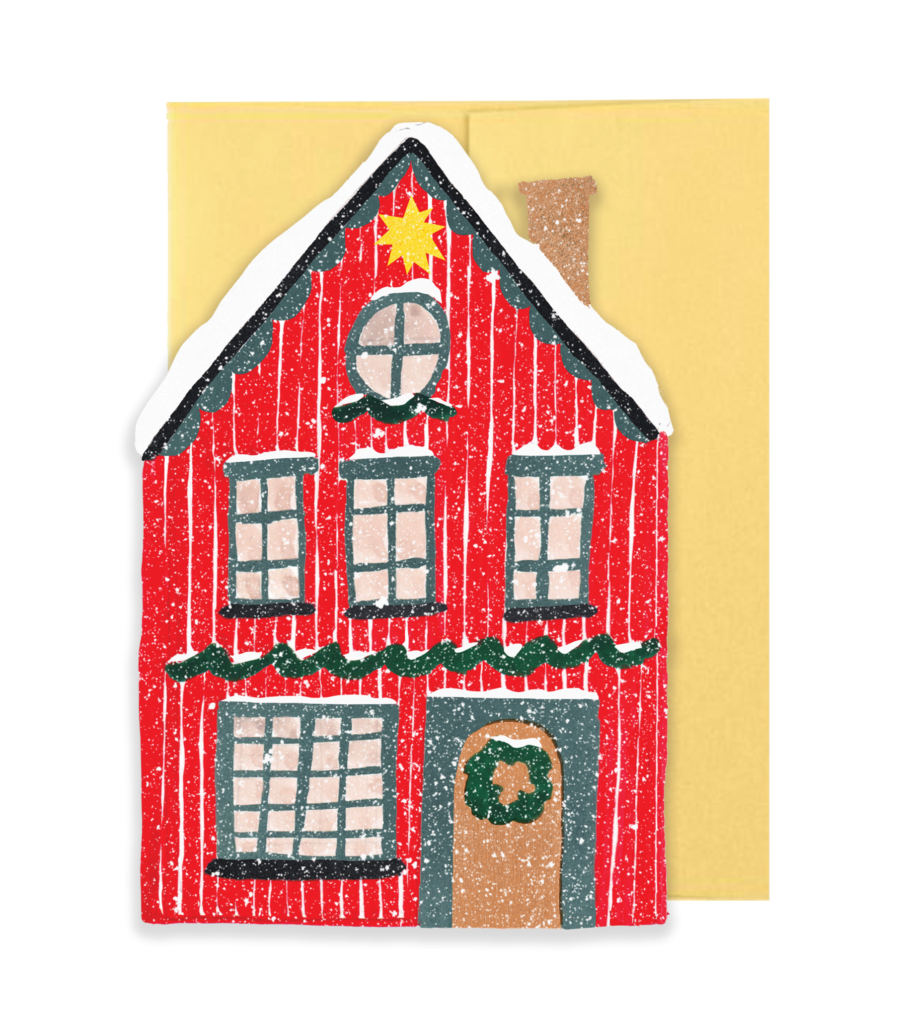 Red Cottage Die Cut Card - Winter Cottage Collection