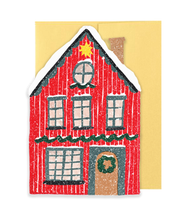 Red Cottage Die Cut Card - Winter Cottage Collection