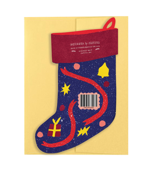 Christmas Tree Stocking - Die Cut Card