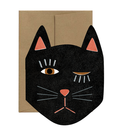 Black Cat Blink - Die Cut Card
