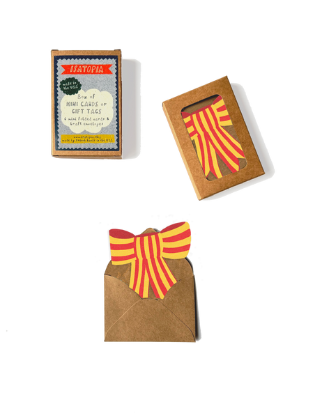 Stripy Bow Mini Cards - Box of 6