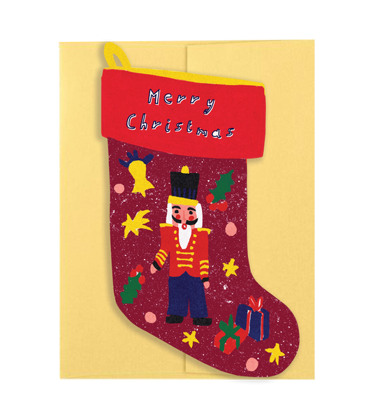 Nutcracker Stocking - Die Cut Card