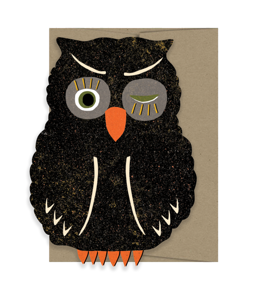 Owl Blink Die Cut Card - Spooky Season Collection
