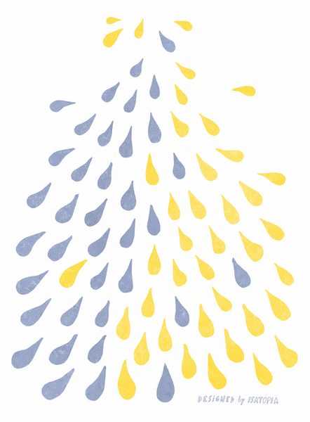 The Drops Tea Towel - yellow and blue