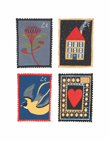 Vintage Stamps- Art Print